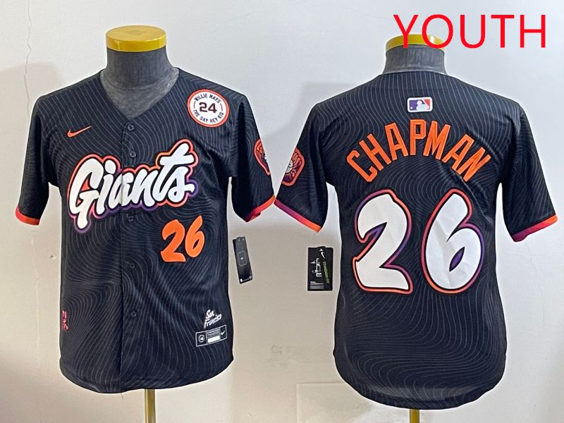 Youth San Francisco Giants #26 Chapman Black Joint Name 2025 Nike MLB Jersey style 7